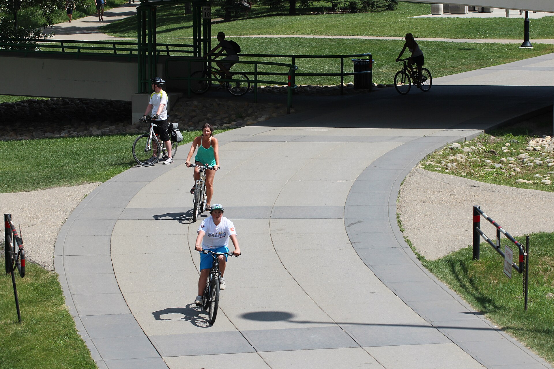 Cyclists on Calgary’s Bow River Pathway