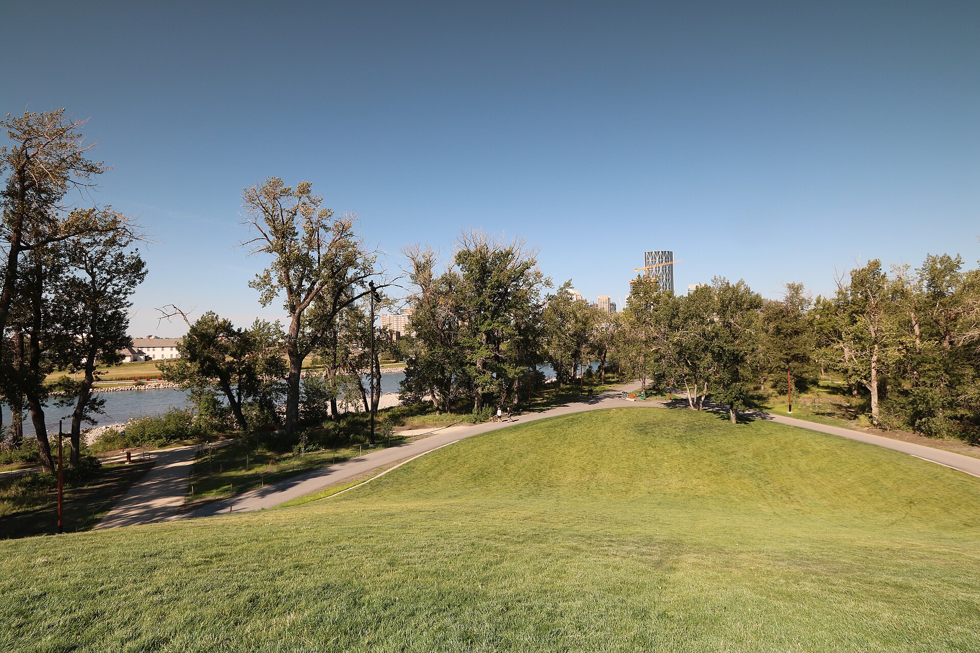 Grassy hill and paths in St. Patrick’s Island Park